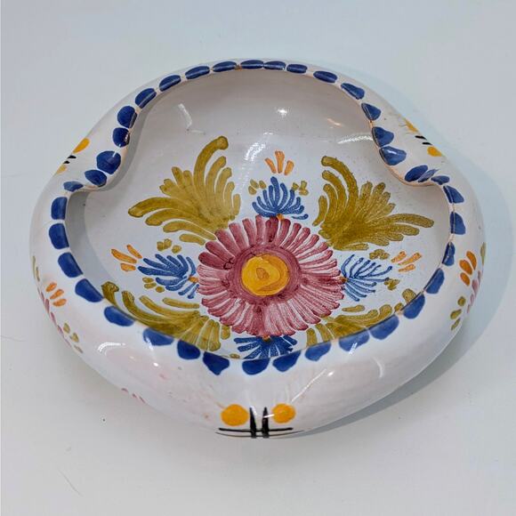 VTG Talavera Ceramic Dish Ashtray Spoon Rest Hand Painted Majolica Floral Spain - Picture 11 of 13